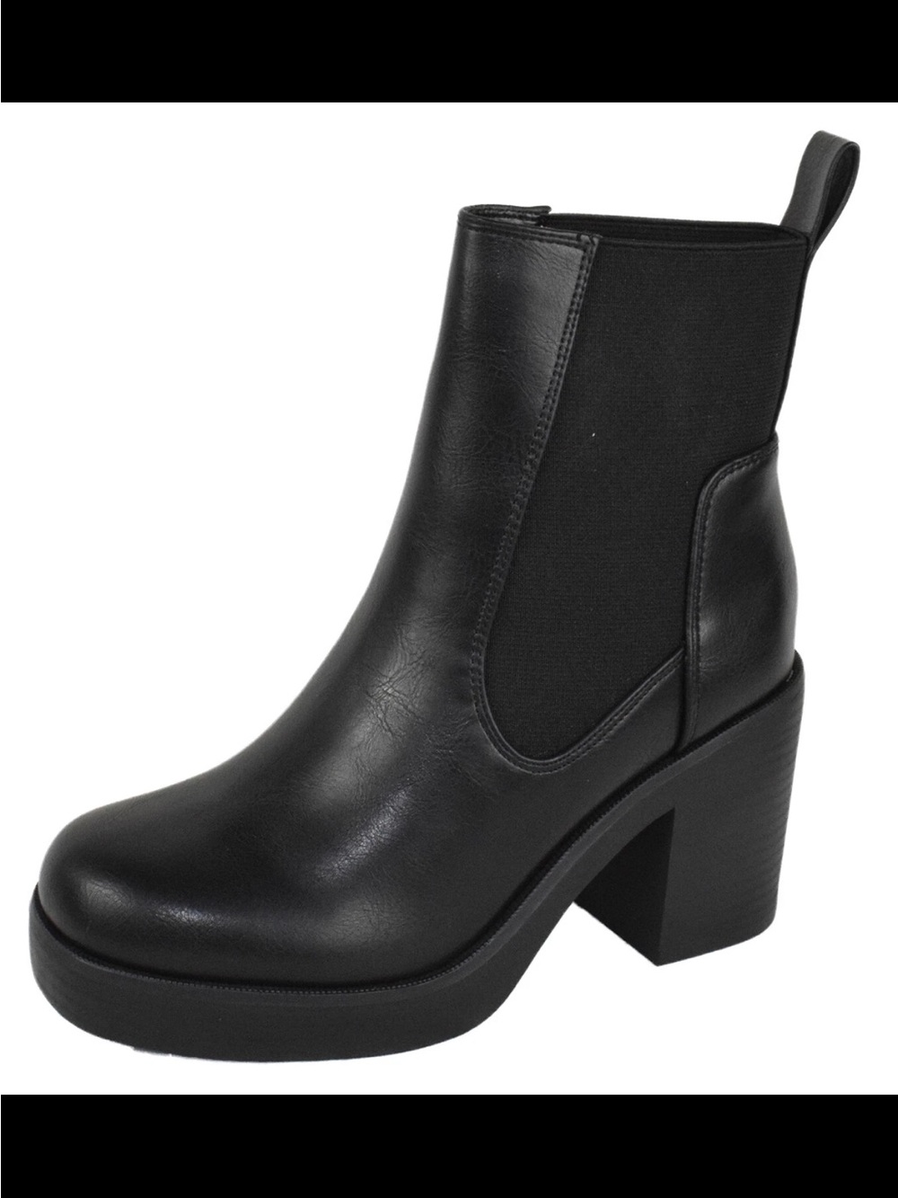 SodaWomen's Black Platform Chelsea Ankle Boots